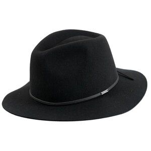 Brixton Wesley Fedora Relaxed Wool Felt Brim Leather Trim Unisex M Black NWT